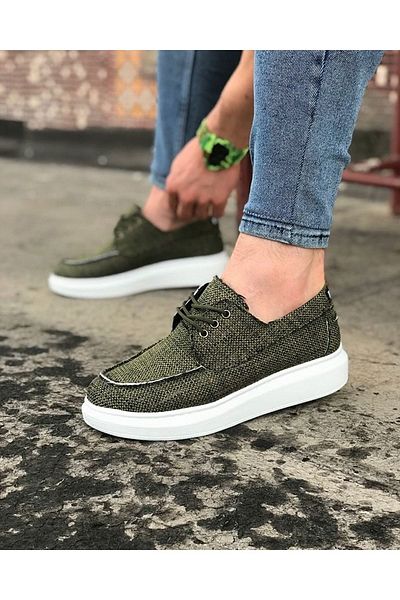BZ Moda B503 BT Laced Orthopedic Sole Linen Men's Classic Shoes Khaki