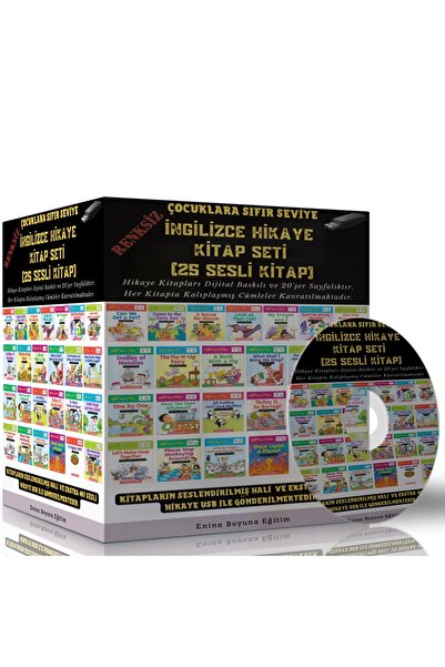 Enine Boyuna Eğitim Çocuklara Sıfır Seviye İngilizce Hikaye Kitap Seti (25 Si...