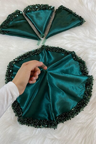 ZEYMERADE منديل الزفاف باللون الأخضر الزمردي، منديل اليد هالاي، تفاصيل أوراق ...