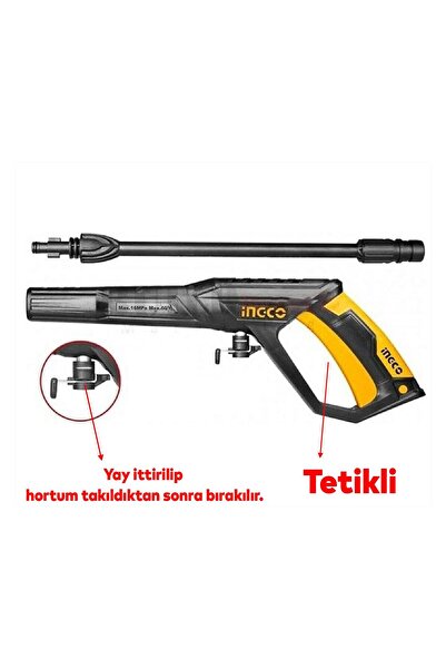 Ingco Araba Araç Oto Otomobil Yıkama Tabancası Uyumlu Ayarlanabilir Tetikli Aksesuar Su Tabanca Aparatı