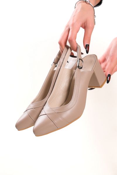Deripabuc Genuine Leather Mink Women's Heeled Leather Shoes Shn-0741