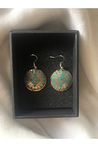 TARLA BASİLİCA Etnik Işlemeli Bakır Otantik Küpe