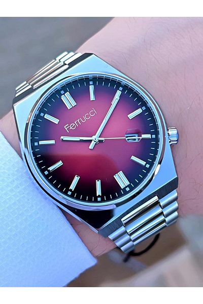 Ferrucci Red Dial New Season Steel Cord 30 Mt Water Resistant Men's Wristwatch