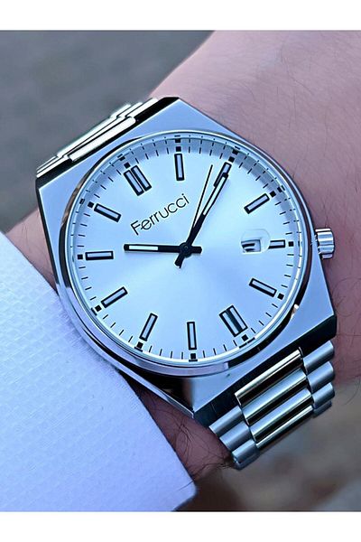 Ferrucci BLKT.2.825 White Dial New Season Steel Cord 30 Mt Water Resistant Men's Wristwatch