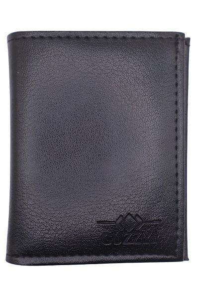 Astakos Men's Model Synthetic Vegan Leather Classic Vertical Cut Black Card Holder Wallet Width 7.5cm