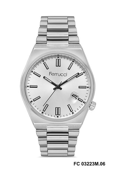 Ferrucci Tsuyosa Model Steel Color Non-Throw Cord 30m Water Resistant Men's Wristwatch