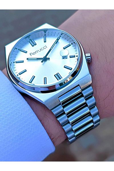 Ferrucci BLKT.2.825 White Dial New Season Steel Cord 30 Mt Water Resistant Men's Wristwatch