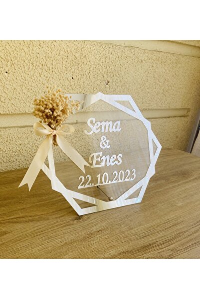 guluslazerkesim 30 CM ŞEFFAF PLEKSİ MASA ISIMLİĞİ ALTIGEN MASA İSİMLİĞİ GÜMÜŞ...