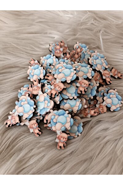 guluslazerkesim 15 Adet Balonlu Ayıcık Figürü 4cm Ahşap