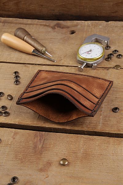New Coast Leather 1900's Γνήσιο Δερμάτινο Χειροποίητο Καφέ Θήκη Κάρτας