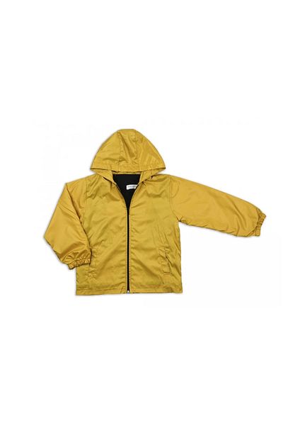 NSE COLLECTION Unisex Children's Shiny Mustard Color Seasonal Cotton Fabric Lined Hooded Raincoat