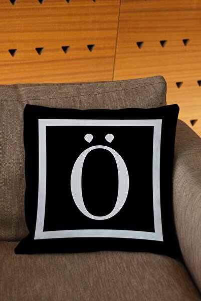 Hayal Dekoratif Husă de pernă imprimată digital cu litere de culoare neagră ș...