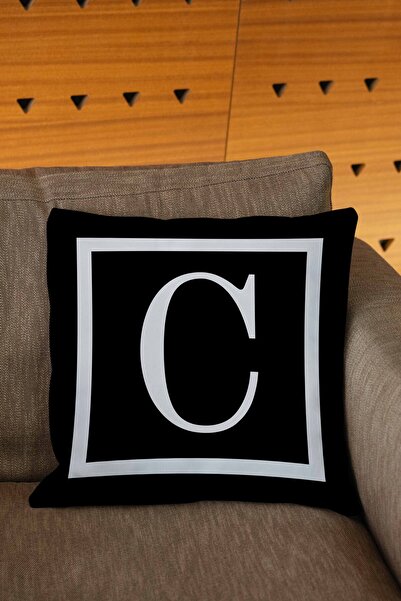 Hayal Dekoratif Husă de pernă imprimată digital cu litere de culoare neagră ș...