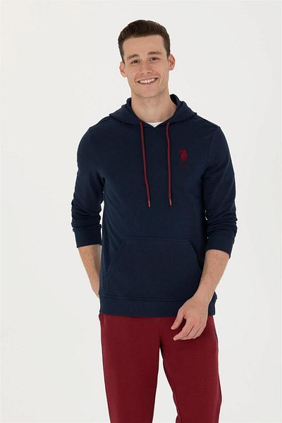 U.S. Polo Assn. Ανδρικό φούτερ με κουκούλα Navy Blue Basic ELİFSU BUTİKHOME