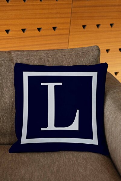 Şah Dekor Темно-синій білий кольоровий буквений цифровий друкований чохол на подушку