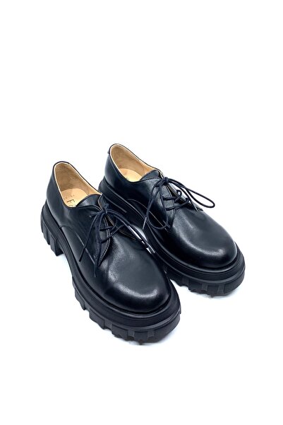 Favgi Adria Siyah Deri Kadın Oxford