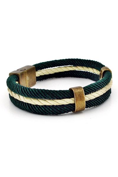 Solfera Three Rows Rope String MAnketik Clip Men's Bracelet V009