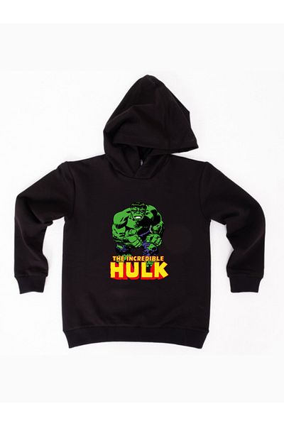 Hulk Hanorac pentru copii din material de bumbac cu glugă imprimat