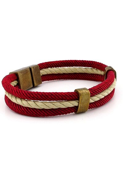 Solfera Three Rows Rope String MAnketik Clip Men's Bracelet V009