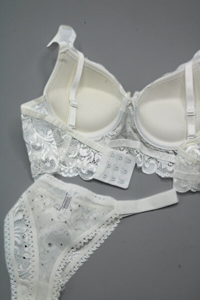 Tılsım Lingerie Σετ σουτιέν με λεπτές τιράντες με δαντέλα και στρας - 105