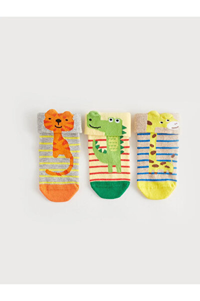 LC Waikiki Patterned Baby Boy Socks with Ear Figures, Pack of 3