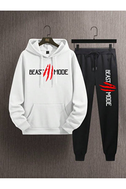 YUVEST BLACKROCK Black Beast Mode Printed Hooded Sweatshirt and Sweatpants Tracksuit Set