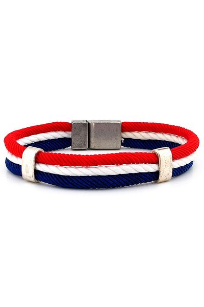 Solfera Three Rows Rope String MAnketik Clip Men's Bracelet V009