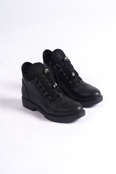 TOBAİ Winter Rubber Non-Slip Sole Women's Zippered Black Boots