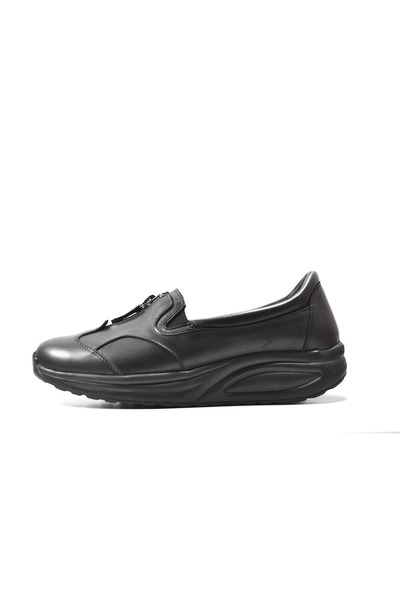 Beety 2603 Pantofi de mama pentru femei, ortopedici, negri, din piele naturală
