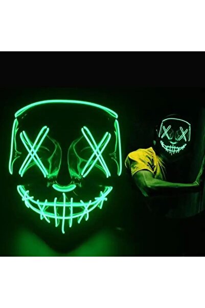 QUEEN AKSESUAR قناع رعب مضيء LED مستورد، قناع حفلات الهالوين