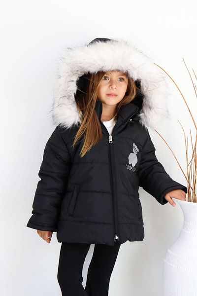 Pink Hippo Kids Unisex Children's Puffer Coat with Teddy Bear Printed on the Back and Removable Fur Hood