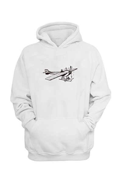 THEWERT Унісекс Світшот з малюнком старовинного літака, білий, стандартний крій