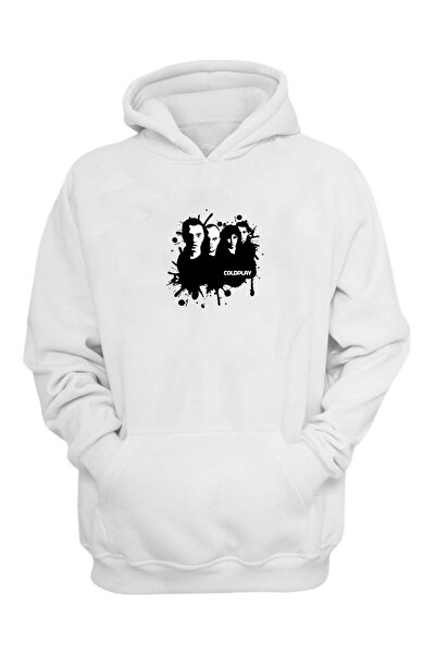 THEWERT Unisex Coldplay grafički dizajn Vivala šrafovani beli regular fit duks