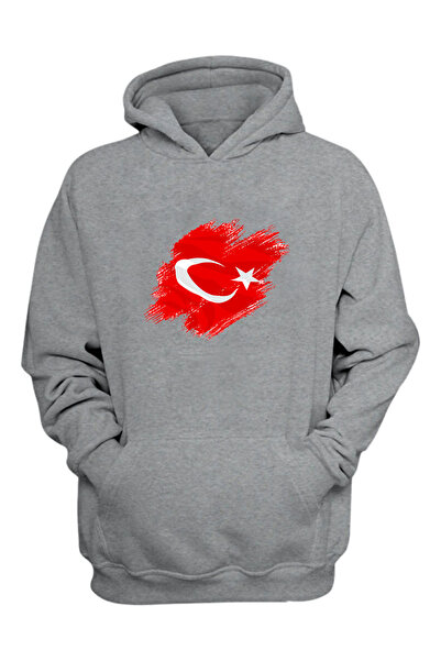 THEWERT Unisex siva majica sa turskom zastavom, standardnog kroja