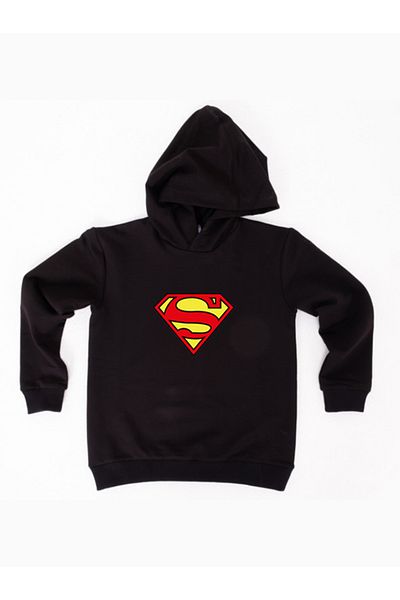 Superman printed hooded cotton fabric children's sweatshirt