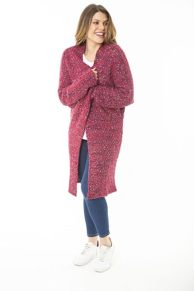Şans Women's Large Size Colorful Knitwear Thick Cardigan 65N37137