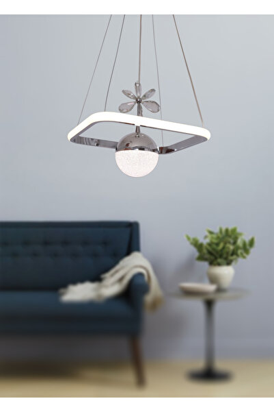 TT AYDINLATMA TT037-KR TT Aydınlatma Kare Model Krom Kaplama Tek Toplu 3 Renk Modüllü Ledli Avize