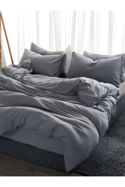 METİNEV Tek kişilik gri renk pamuk nevresim takımı