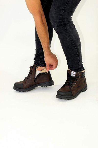 DÜNYA MAĞAZA Extrem Fur Inside Εγγυημένα Unisex Μπότες Αντιολισθητικής Σόλας με φερμουάρ, Χειμερινό καφέ χρώματος