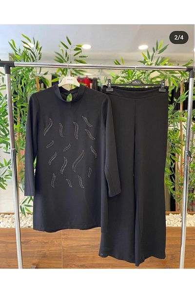 GGMM Crepe Front Stone Detailed Trousers Set