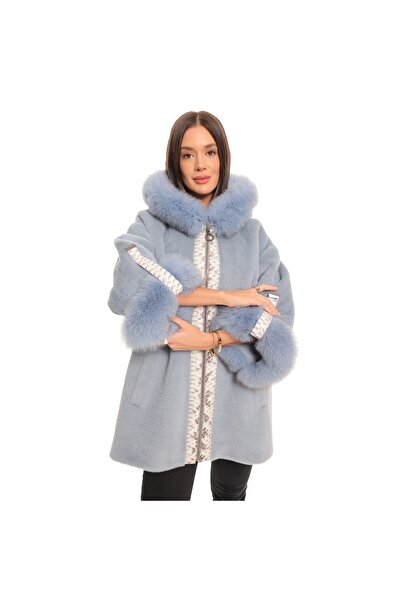 American Tise %100 Gerçek Women Hoodie Jacket • Blue Kapüşonlu Kadın Ceket • Mavi