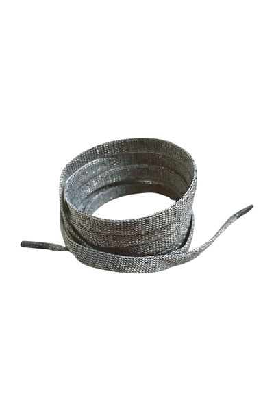 Shoes Comfort 120 Cm Glitter Flat Laces, Sports Shoelaces (Silver Glitter Gray)
