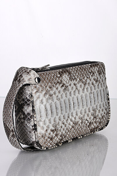 fubileather Luxury Hakiki Snake Unisex Çift Fermuarlı El Çantası