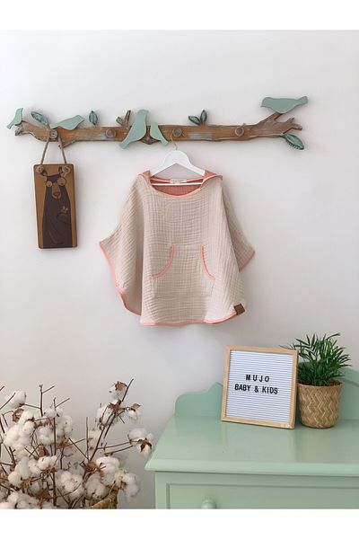 Mujo Baby&Kids Organic Special Woven 4 Layer Muslin Children's Poncho - Natural Series