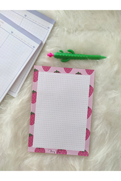 Flowery Paper Çilek A5 Memopad,Check List ,Not Defteri ,Notepad ,Bloknot ,Not...