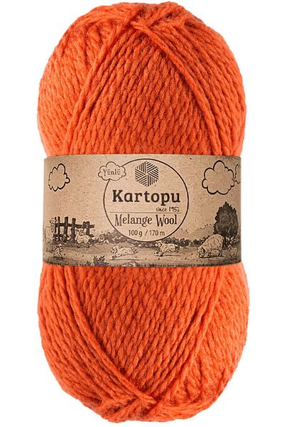 Kartopu Orange Melange Wool Wool String Hand Knitting - K1210