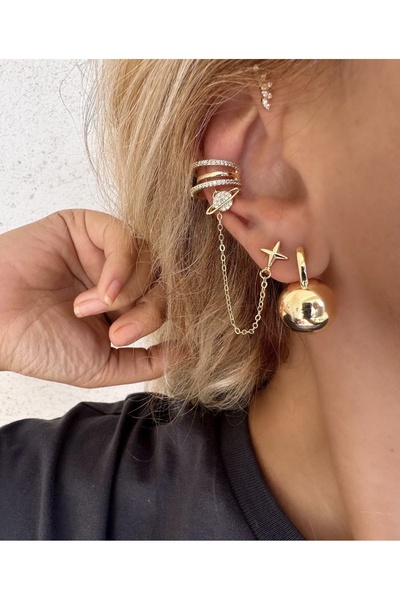 SU PERİSİ TAKI BİJUTERİ Vip Series Gold Heel Model Earrings