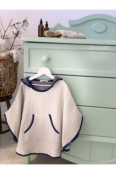 Mujo Baby&Kids Organic Special Woven 4 Layer Muslin Children's Poncho - Natural Series