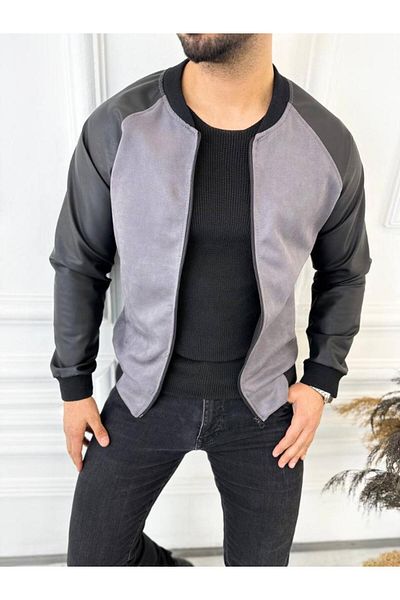 elkumoda Παλτό Judge Collar Sports Cut Αδιάβροχο και αντιανεμικό δερμάτινο μπουφάν με μανίκια νέας σεζόν