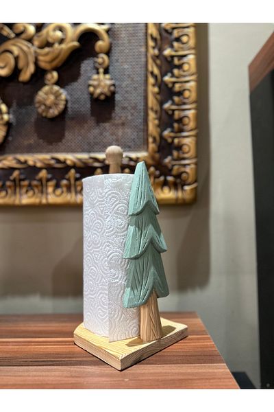 EKBAĞ Wooden Carved Paper Towel Holder Napkin Holder